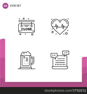 User Interface Pack of 4 Basic Filledline Flat Colors of market, drink, health, alcoholparty, ai Editable Vector Design Elements
