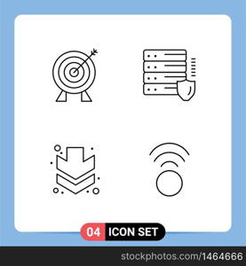 User Interface Pack of 4 Basic Filledline Flat Colors of target, down, money, protection, connection Editable Vector Design Elements