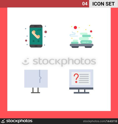 User Interface Pack of 4 Basic Flat Icons of app, alert, phone, spa, pc Editable Vector Design Elements