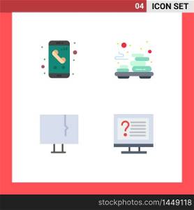 User Interface Pack of 4 Basic Flat Icons of app, alert, phone, spa, pc Editable Vector Design Elements