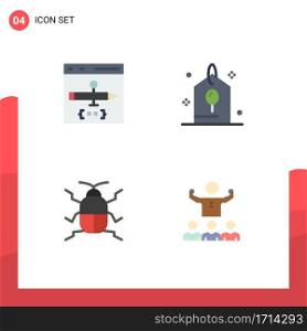 User Interface Pack of 4 Basic Flat Icons of app, biology, develop, celebration, insect Editable Vector Design Elements