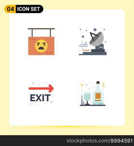 User Interface Pack of 4 Basic Flat Icons of board, fire exit, pumpkin, telecommunication, navigation Editable Vector Design Elements
