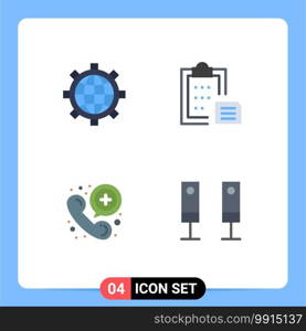 User Interface Pack of 4 Basic Flat Icons of browser, call, world, interface, medical Editable Vector Design Elements