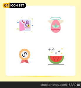 User Interface Pack of 4 Basic Flat Icons of card, award badge, invite, easter, medal Editable Vector Design Elements