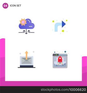 User Interface Pack of 4 Basic Flat Icons of cloud, mail, arrow, up, technology Editable Vector Design Elements