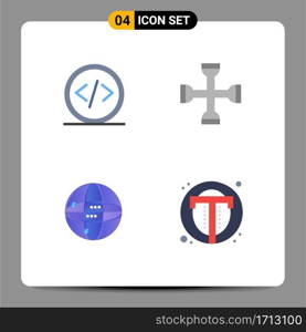 User Interface Pack of 4 Basic Flat Icons of code, wrench, programming, performance, internet Editable Vector Design Elements