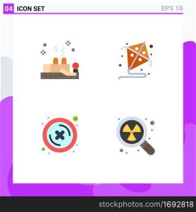 User Interface Pack of 4 Basic Flat Icons of cupping, delete, wellness, hobby, nuclear Editable Vector Design Elements