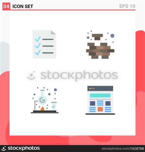 User Interface Pack of 4 Basic Flat Icons of document, science, logic, solving, interface Editable Vector Design Elements