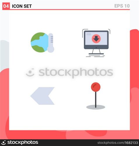 User Interface Pack of 4 Basic Flat Icons of earth, game, hot, content, pointer Editable Vector Design Elements