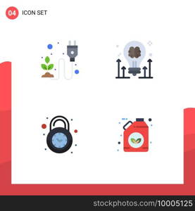User Interface Pack of 4 Basic Flat Icons of ecological, arrow, herb, brainstorming, clock Editable Vector Design Elements