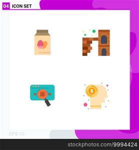 User Interface Pack of 4 Basic Flat Icons of egg, analytic, holiday, firewall, data Editable Vector Design Elements