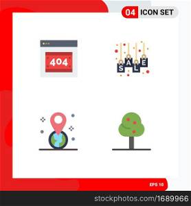 User Interface Pack of 4 Basic Flat Icons of error, geolocation, server, sale, location Editable Vector Design Elements