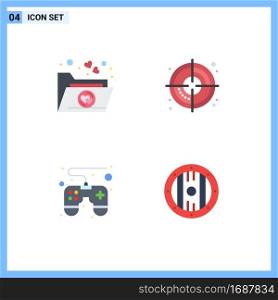 User Interface Pack of 4 Basic Flat Icons of favorite, element, target, control pad, shield Editable Vector Design Elements