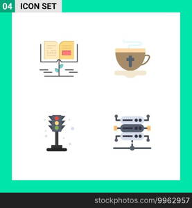 User Interface Pack of 4 Basic Flat Icons of growth, life, education, easter, light Editable Vector Design Elements
