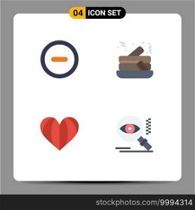 User Interface Pack of 4 Basic Flat Icons of interface, favorite, cake, heart, eye Editable Vector Design Elements
