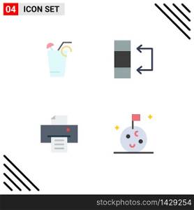 User Interface Pack of 4 Basic Flat Icons of juice, printer, spring, table, moon Editable Vector Design Elements