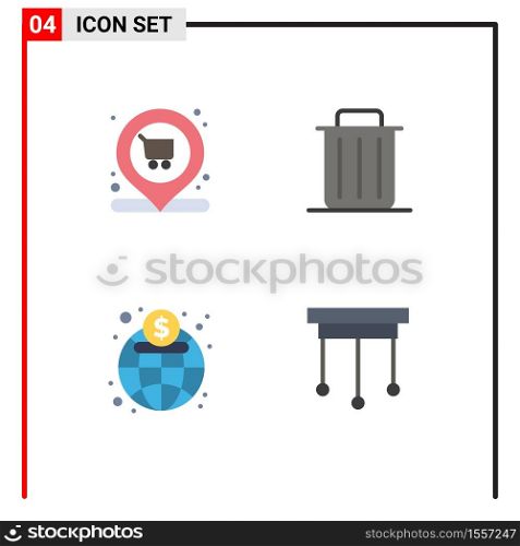 User Interface Pack of 4 Basic Flat Icons of market, economy, cart, recycle, market Editable Vector Design Elements