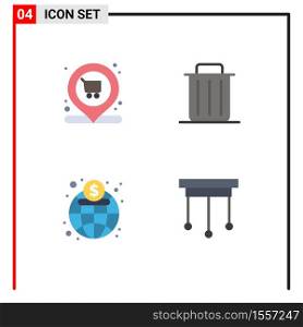 User Interface Pack of 4 Basic Flat Icons of market, economy, cart, recycle, market Editable Vector Design Elements