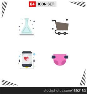 User Interface Pack of 4 Basic Flat Icons of school, listen, back to school, shopping, mobile Editable Vector Design Elements