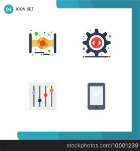 User Interface Pack of 4 Basic Flat Icons of space, tuning, html, gear, smart phone Editable Vector Design Elements