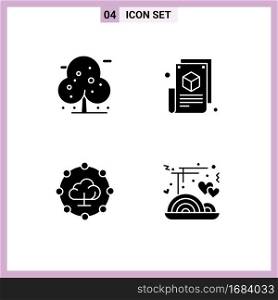 User Interface Pack of 4 Basic Solid Glyphs of beach, cloud computing, tree, blogging, share Editable Vector Design Elements