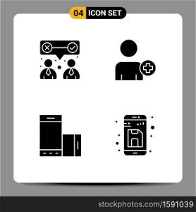 User Interface Pack of 4 Basic Solid Glyphs of corporate, phone, team work, man, smartphone Editable Vector Design Elements