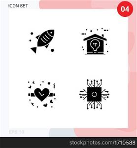 User Interface Pack of 4 Basic Solid Glyphs of medical, valentine, health, home, chip Editable Vector Design Elements