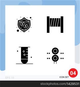 User Interface Pack of 4 Basic Solid Glyphs of protection, science, blocker, glassware, station Editable Vector Design Elements