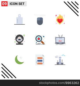 User Interface Pack of 9 Basic Flat Colors of analysis, search, customer, scan, person Editable Vector Design Elements