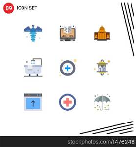 User Interface Pack of 9 Basic Flat Colors of cleaning, bath, whtiehouse, place, architecture Editable Vector Design Elements