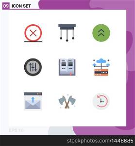 User Interface Pack of 9 Basic Flat Colors of education, seo, interior, preferences, up Editable Vector Design Elements
