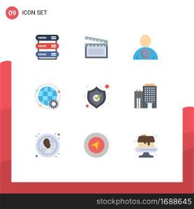 User Interface Pack of 9 Basic Flat Colors of multiplayer, world, avatar, online, human Editable Vector Design Elements