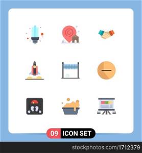 User Interface Pack of 9 Basic Flat Colors of startup, bussiness, handshake, unicorn startup, partners Editable Vector Design Elements