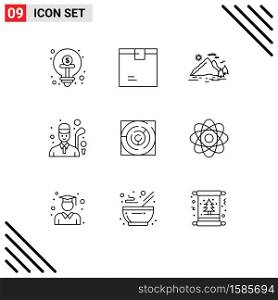 User Interface Pack of 9 Basic Outlines of golfing, golf, product, sun, landscape Editable Vector Design Elements