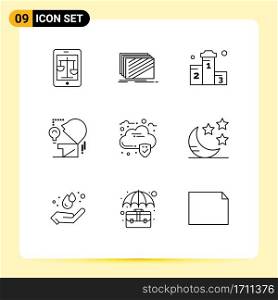 User Interface Pack of 9 Basic Outlines of head, marketing, texture, race, win Editable Vector Design Elements
