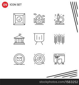 User Interface Pack of 9 Basic Outlines of presentation, graphic, research, finance, usa Editable Vector Design Elements