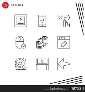 User Interface Pack of 9 Basic Outlines of sharing, hardware, help, gadget, computers Editable Vector Design Elements