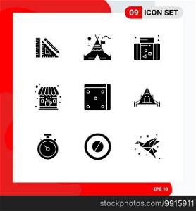 User Interface Pack of 9 Basic Solid Glyphs of casino, coffee, canada, cafe, travel Editable Vector Design Elements