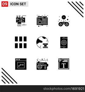 User Interface Pack of 9 Basic Solid Glyphs of data, layout, free, image, editing Editable Vector Design Elements