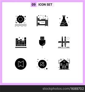 User Interface Pack of 9 Basic Solid Glyphs of products, electronics, tube, devices, education Editable Vector Design Elements