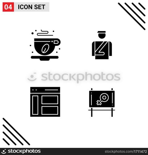 User Interface Pack of Basic Solid Glyphs of coffee cup, interface, leaf, man, sidebar Editable Vector Design Elements