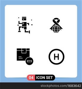 User Interface Pack of Basic Solid Glyphs of exercise, delivery, care, world, logistic Editable Vector Design Elements