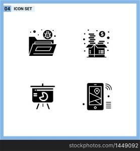 User Interface Solid Glyph Pack of modern Signs and Symbols of bug, money, security, investment, presentation Editable Vector Design Elements