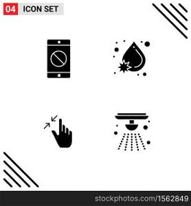 User Interface Solid Glyph Pack of modern Signs and Symbols of disabled application, interface, virus, water, touch Editable Vector Design Elements
