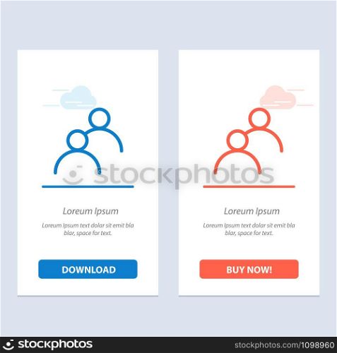 User, Looked, Avatar, Basic Blue and Red Download and Buy Now web Widget Card Template