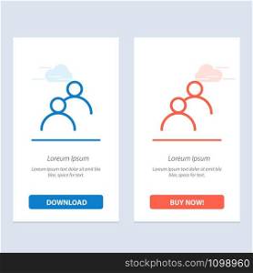 User, Looked, Avatar, Basic Blue and Red Download and Buy Now web Widget Card Template