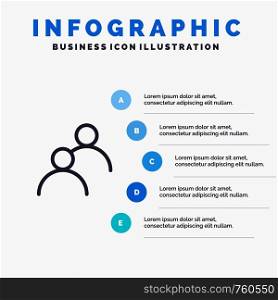 User, Looked, Avatar, Basic Line icon with 5 steps presentation infographics Background