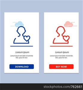 User, Love, Heart Blue and Red Download and Buy Now web Widget Card Template