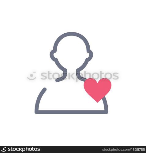 User, Love, Heart  Flat Color Icon. Vector icon banner Template