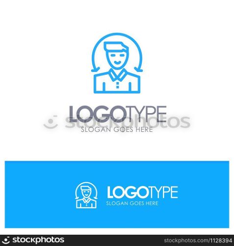 User, Male, Client, Services Blue Logo Line Style